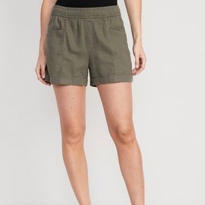 High-Waisted Linen-Blend Utility Shorts for Women -- 3.5-inch inseam size Large